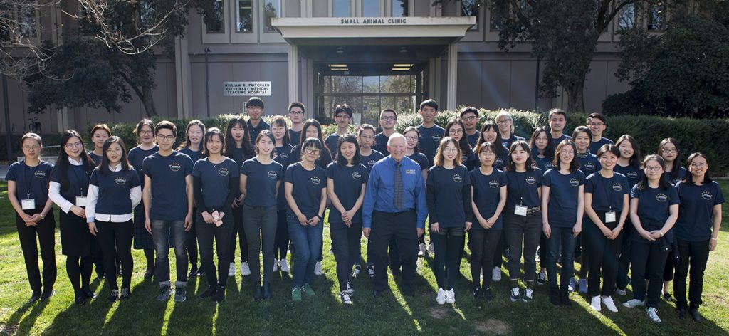 Chinese students and faculty from Nanjing Agricultural University with their hosts from the Western Institute for Food Safety and Security (WIFFS) pose for a photo at the completion of their program at the University of California School of Veterinary Medicine. Photo by Don Preisler/UCDavis © 2018 UC Regents